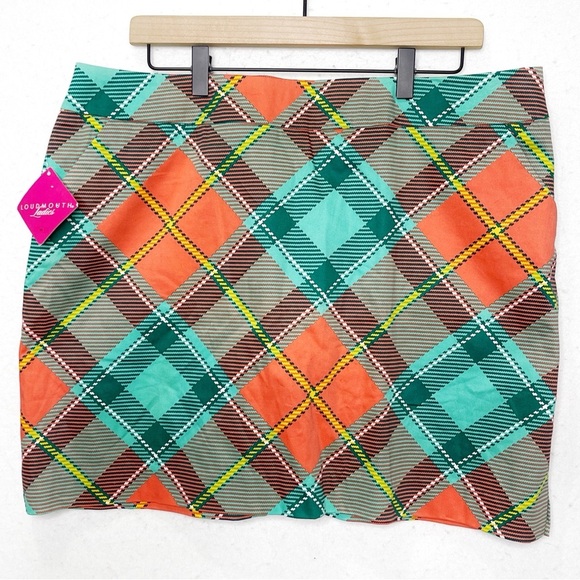 Loudmouth Golf Skort Skirt Pebble Peach Plaid Size 16 - Picture 2 of 11